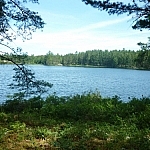View of Hemlock Lake 2 from our campsite on Dokis First Nation's Papase Trail.