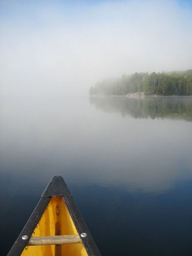 True paddling dreams would have me paddling into the mist like this here, where a thick blanket of fog evanesces in the early morning.