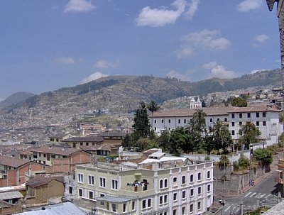 View of Quito's sloping streets from the Basilica del Voto Nacional.