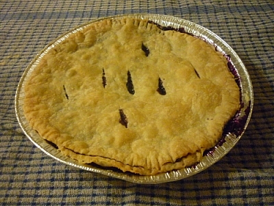 Vegetarian pie baking with blueberries.