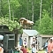 French River area outdoor summer events include the Dokis First Nation Powwow, where this wood-carved eagle was seen.