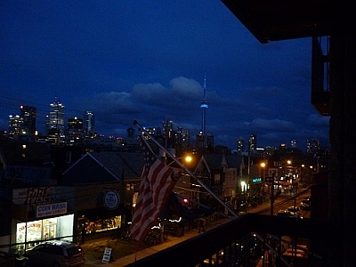 Our base for backcountry gear shopping in Toronto offered up this great view of downtown and the CN Tower.