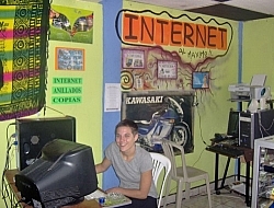 Sitting at a Coffeenet computer in Shell, Ecuador.