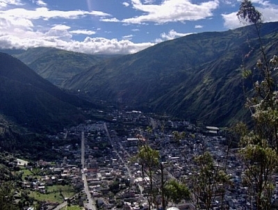 View of Baños during the descent from La Virgen.