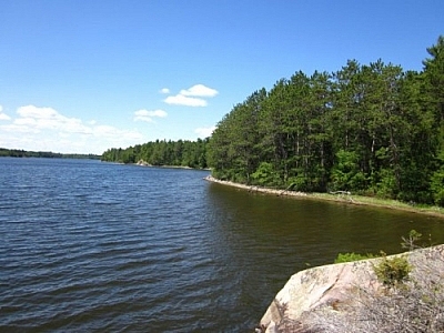 View of Lake Nipissing from the Coastal Trail in Mashkinonje Provincial Park, French River area.