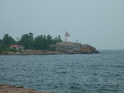 Close-up view of Killarney's lighthouse during our return hike.