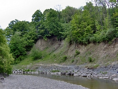 Cliffs along the river's edge seen while bushing it through the Don Valley.