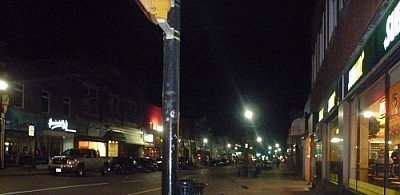 Nighttime view of Main Street.