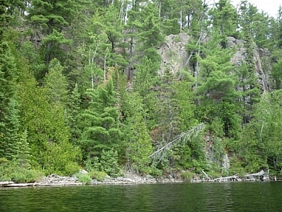 View from the campsite on Fat Lake while hiking up Rib Mountain