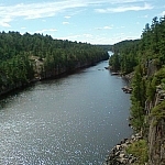 View of the French River Gorge from the bridge at the Visitors Centre