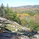The angle of Granite Ridge is almost perfectly diagonal before an autumn scene.