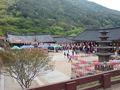 While trekking Jirisan, we were lucky enough to see Hwa-eom Temple decorated for Buddha's birthday.