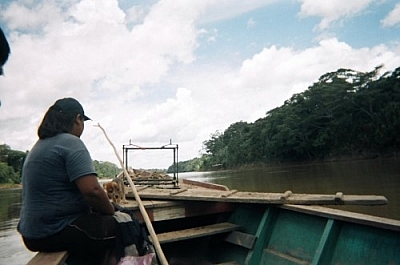 Senovia in the peki peki on the way down the Tambopata to Puerto Maldonado.