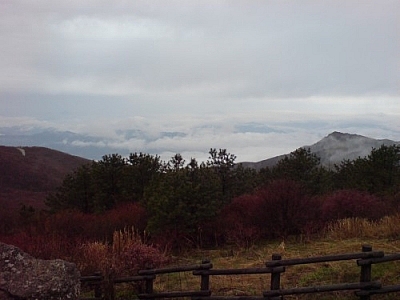 Scenery outside Nogodan Shelter while trekking Jirisan National Park.