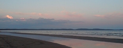 Sunset on the beach at Wanapitei Provincial Park.