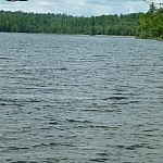 A closer view of the Mississagi Park campground from Semiwite Lake.