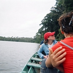 Visiting an oxbow lake on the Tambopata Reserve by canoe