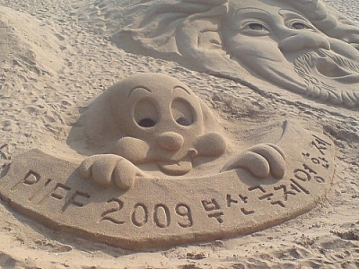 Sand sculptures in Busan, South Korea.