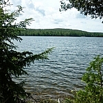 A clear view of Semiwite Lake from an opening along the trail