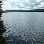 A canoe in the distance on Semiwite Lake.