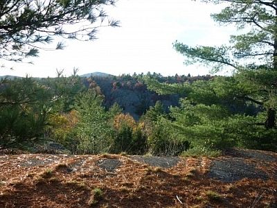 View of Silver Peak while hiking in Killarney Provincial Park on Lake of the Woods Trail