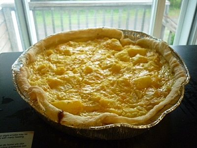 Vegetarian pie baking with squash.