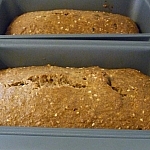 Zucchini bread loaves, still in the pans.