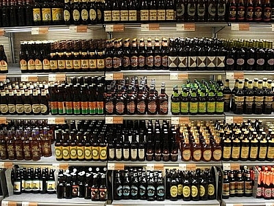 Options for better beer: bottles displayed in a store cooler