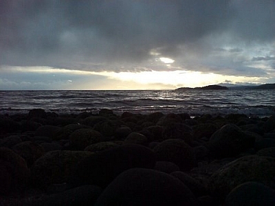 View of the Pacific seashore from somewhere near Saltery Bay, British Columbia.