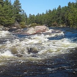 Rough waters at Five Finger Rapids in French River.
