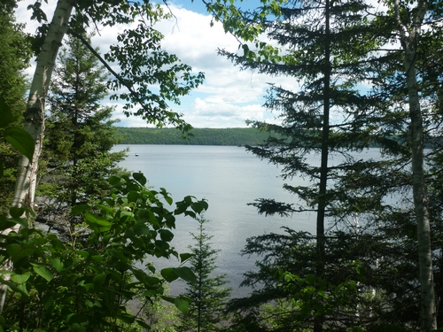 A boat just visible in the distance on Lake Temiskaming...