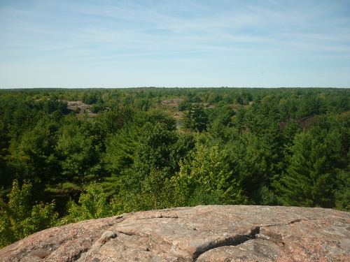 Overlooking Mink Lake from the Slide Lake Loop trail at Frontenac Park.