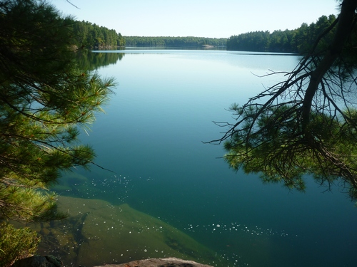 View of Big Clear Lake from the trail at Frontenac Park.