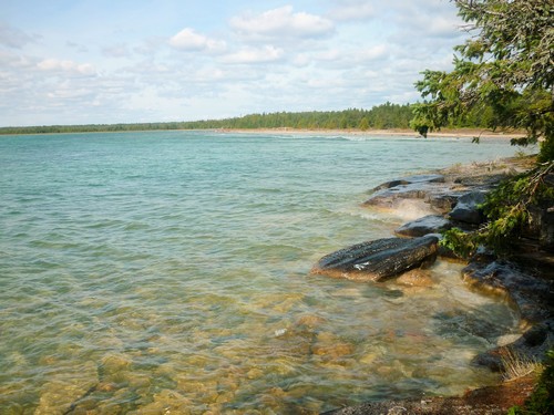 Clear waters on the coast of Misery Bay.